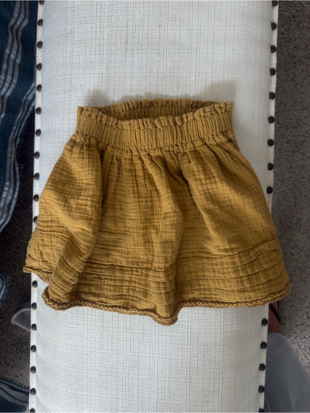 Rylee + Cru Mustard Yellow Cotton Gauze Skirt with Elastic Waistband